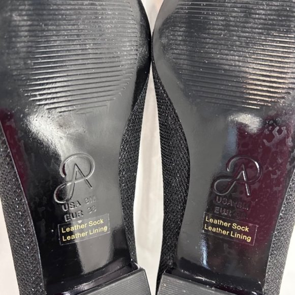 Adrianna Papell Taylor Jimmy Net Black Metallic Fabric Pointed Toe Slip On Flats - Picture 11 of 16